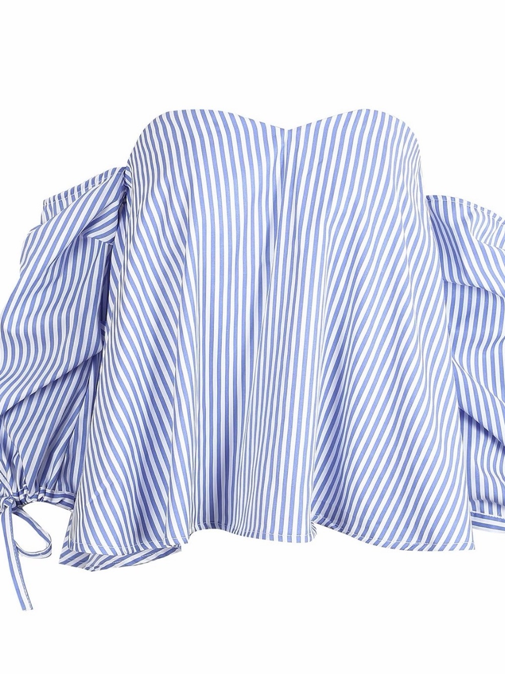 Do+Be off the shoulder blue and white stripe top